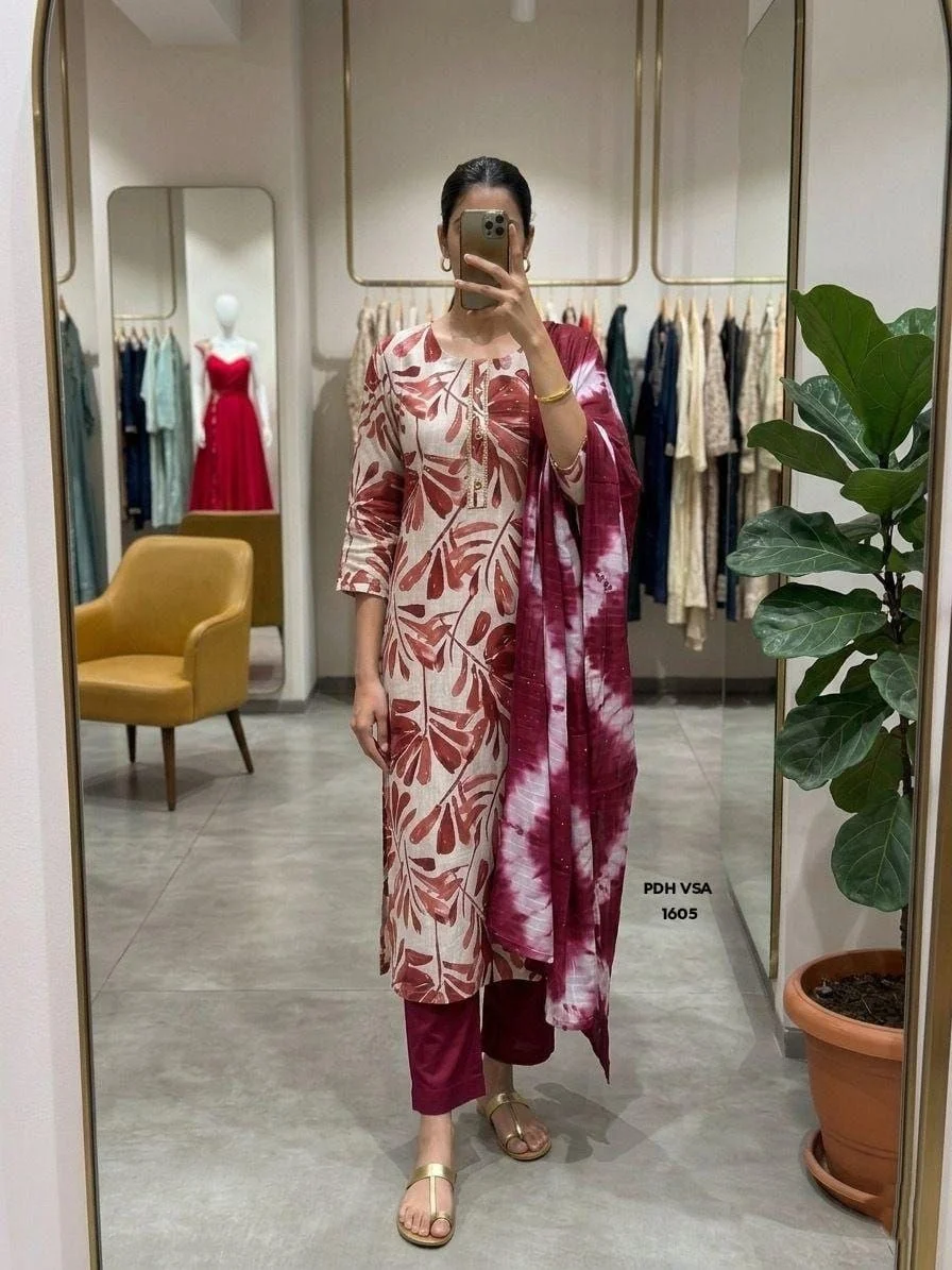 Ocean Leaf Printed Ethnic Co-ord Set